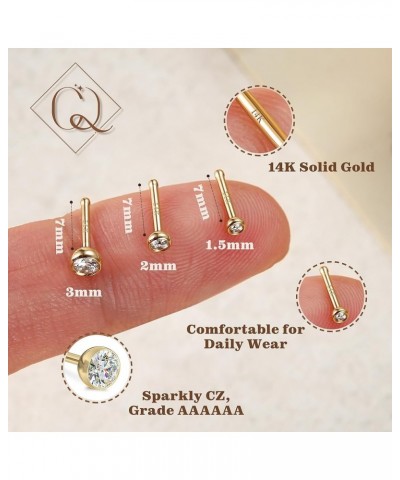 14K Gold Nose Rings Studs : Solid Gold 18G 20G Screw Nose Rings Simulated Diamond CZ Nose Studs Hypoallergenic Nose Piercings...