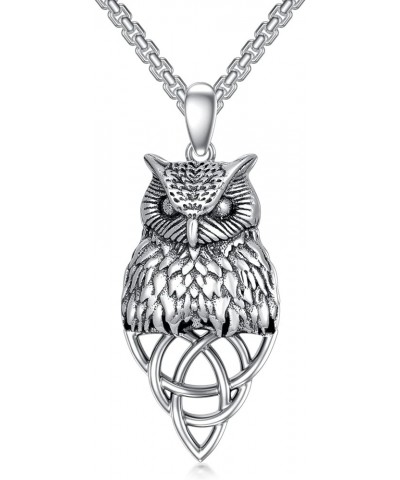 Eagle/Owl/Lion S925 Sterling Silver Necklace Owl/Eagle/Lion Jewelry for Men 3D Winged Eagle/Owl Sterling Silver Pendant, 3D E...