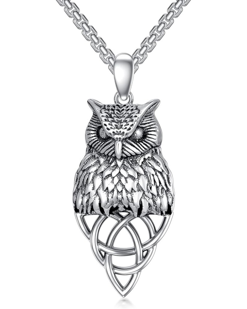 Eagle/Owl/Lion S925 Sterling Silver Necklace Owl/Eagle/Lion Jewelry for Men 3D Winged Eagle/Owl Sterling Silver Pendant, 3D E...