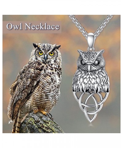 Eagle/Owl/Lion S925 Sterling Silver Necklace Owl/Eagle/Lion Jewelry for Men 3D Winged Eagle/Owl Sterling Silver Pendant, 3D E...