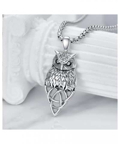 Eagle/Owl/Lion S925 Sterling Silver Necklace Owl/Eagle/Lion Jewelry for Men 3D Winged Eagle/Owl Sterling Silver Pendant, 3D E...