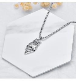 Eagle/Owl/Lion S925 Sterling Silver Necklace Owl/Eagle/Lion Jewelry for Men 3D Winged Eagle/Owl Sterling Silver Pendant, 3D E...