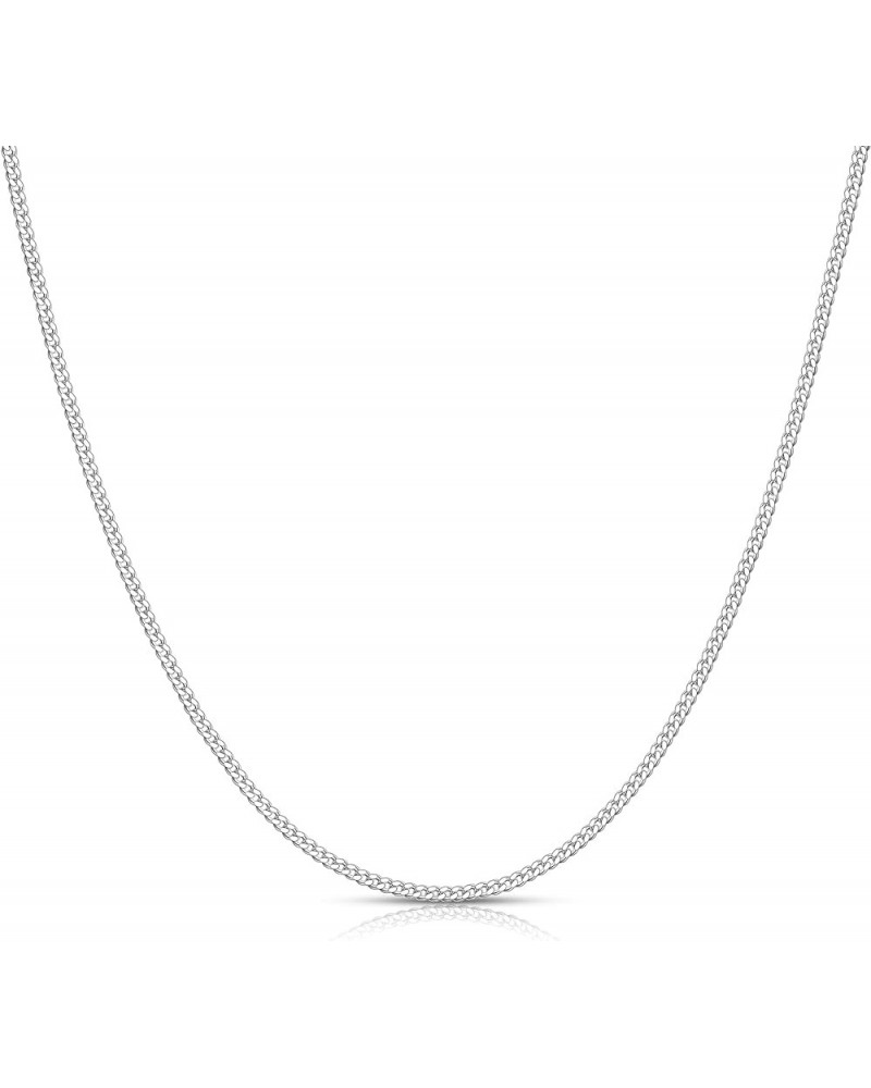 Sterling Silver Cuban Link Chain for Women, 0.8MM 1MM 1.2MM 1.6MM 1.8MM 2.0MM Width 16" 18" 20" 22" 24" Length 18 Inches 2.0M...