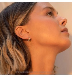 Dainty CZ Huggie Hoop Earrings 14K Gold Plated Chunky Simple Cute Thick Round Frill Bead Ball Starburst Cuff Earrings Cubic Z...