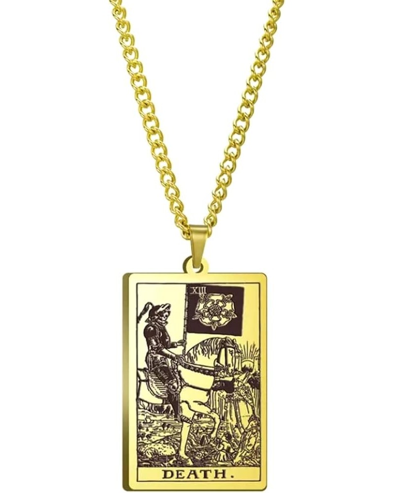 Tarot Card Necklace for Women/Men - Hip Hop Jewelry - Tarot Necklace - Gold Tarot Card Jewelry - Steel Rider Waite Tarot Chai...