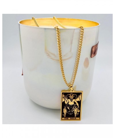 Tarot Card Necklace for Women/Men - Hip Hop Jewelry - Tarot Necklace - Gold Tarot Card Jewelry - Steel Rider Waite Tarot Chai...