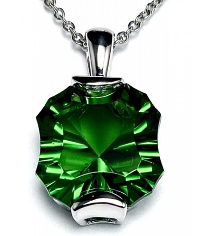 P8815 Fancy Cut 14x14mm 11Ct Mt. St. Helen Green Helenite Sterling Silver Pendant $43.94 Pendants