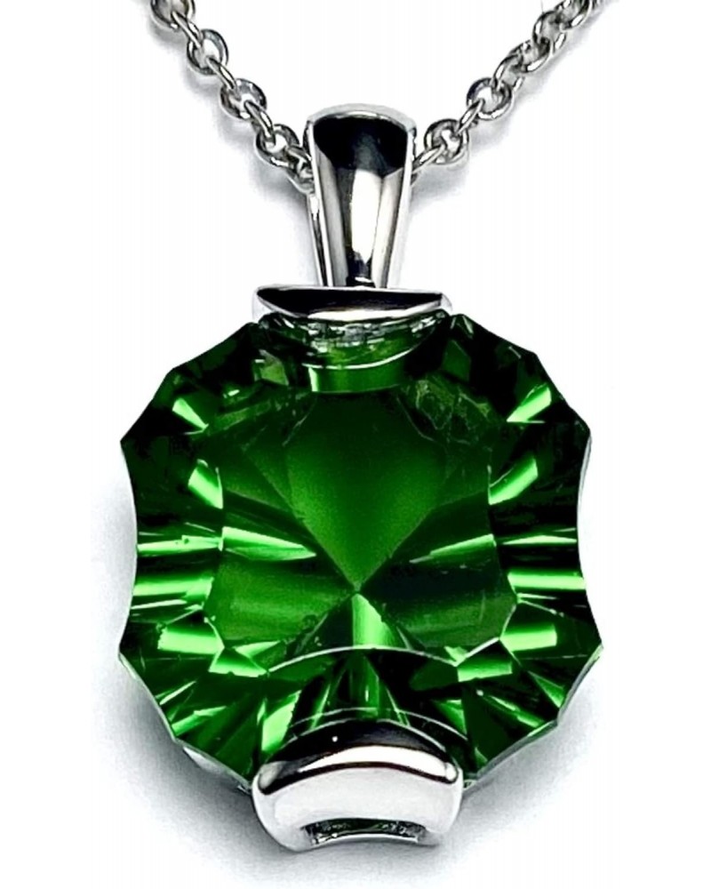 P8815 Fancy Cut 14x14mm 11Ct Mt. St. Helen Green Helenite Sterling Silver Pendant $43.94 Pendants