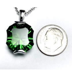 P8815 Fancy Cut 14x14mm 11Ct Mt. St. Helen Green Helenite Sterling Silver Pendant $43.94 Pendants