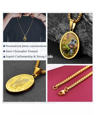 Saint Michael Necklace, Stainless Steel/18K Gold Plated St Michael the Archangel Pendant Amulet for Men Women with Gift Packa...