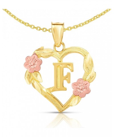 10k Yellow and Rose Gold A-Z Initial Heart Pendant with Optional Necklace F with Necklace $31.24 Necklaces