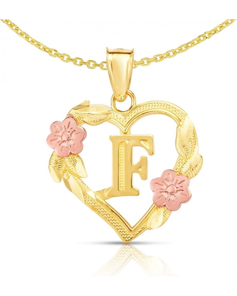 10k Yellow and Rose Gold A-Z Initial Heart Pendant with Optional Necklace F with Necklace $31.24 Necklaces