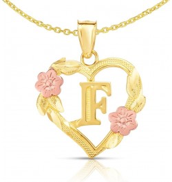 10k Yellow and Rose Gold A-Z Initial Heart Pendant with Optional Necklace F with Necklace $31.24 Necklaces