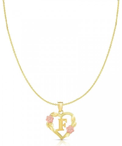 10k Yellow and Rose Gold A-Z Initial Heart Pendant with Optional Necklace F with Necklace $31.24 Necklaces