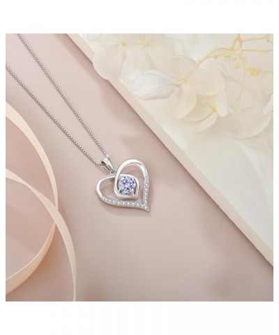 Heart Birthstone Necklace for Women 925 Sterling Silver Necklace Love Heart Pendant Birthstones Jewelry Gift Alexandrite $26....