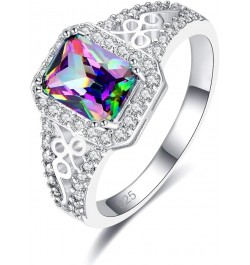 Womens Classic Style 925 Sterling Silver Filled Emerald Cut Amethyst Engagement Rings Jewelry Gift Size 8 Rainbow 7 $5.09 Rings