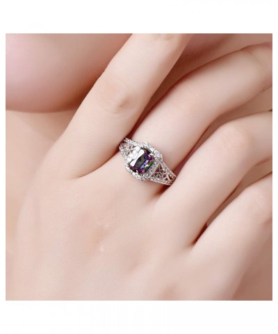 Womens Classic Style 925 Sterling Silver Filled Emerald Cut Amethyst Engagement Rings Jewelry Gift Size 8 Rainbow 7 $5.09 Rings