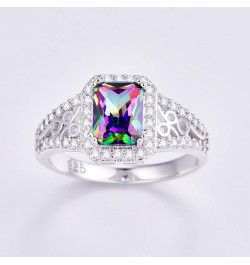 Womens Classic Style 925 Sterling Silver Filled Emerald Cut Amethyst Engagement Rings Jewelry Gift Size 8 Rainbow 7 $5.09 Rings