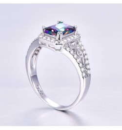 Womens Classic Style 925 Sterling Silver Filled Emerald Cut Amethyst Engagement Rings Jewelry Gift Size 8 Rainbow 7 $5.09 Rings