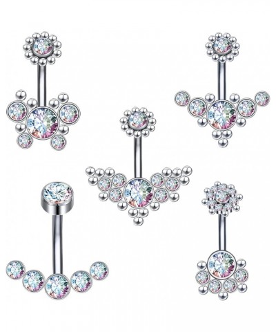 Dangling Belly Button Rings, Stainless Steel Heart Belly Rings Butterfly Navel Rings, 14G Cubic Zircon Navel Piercing Belly J...