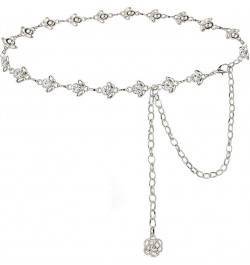 Chain Belts for Women Rhinestone Waist Chain for Dress Silver L: 135CM/53.1IN $10.59 Body Jewelry