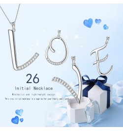 Initial Letter Necklace for Women Girls - 925 Sterling Silver Personalized 26 A-Z Alphabet Name Pendant Crystal CZ Jewelry Mo...