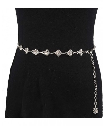 Chain Belts for Women Rhinestone Waist Chain for Dress Silver L: 135CM/53.1IN $10.59 Body Jewelry