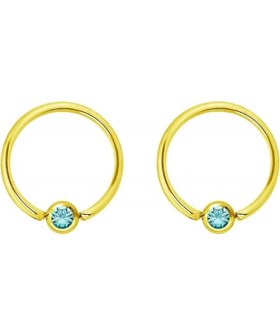 Pair 14g-20g Gold & Rose Gold Tone Surgical Steel CZ Gemmed Captive Bead Body Piercing Hoops (2pcs) Gold 16g/10mm/Aqua $8.83 ...