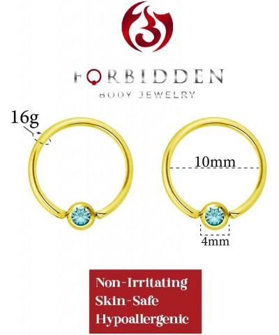 Pair 14g-20g Gold & Rose Gold Tone Surgical Steel CZ Gemmed Captive Bead Body Piercing Hoops (2pcs) Gold 16g/10mm/Aqua $8.83 ...