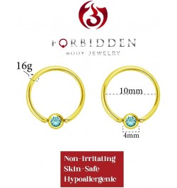 Pair 14g-20g Gold & Rose Gold Tone Surgical Steel CZ Gemmed Captive Bead Body Piercing Hoops (2pcs) Gold 16g/10mm/Aqua $8.83 ...