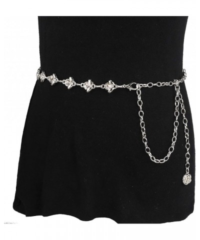 Chain Belts for Women Rhinestone Waist Chain for Dress Silver L: 135CM/53.1IN $10.59 Body Jewelry