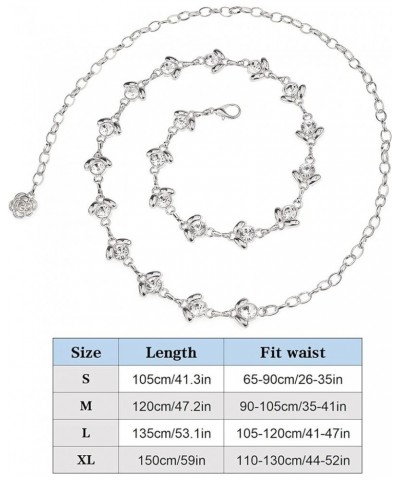 Chain Belts for Women Rhinestone Waist Chain for Dress Silver L: 135CM/53.1IN $10.59 Body Jewelry