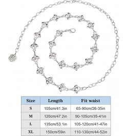 Chain Belts for Women Rhinestone Waist Chain for Dress Silver L: 135CM/53.1IN $10.59 Body Jewelry