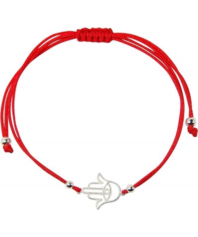 Sterling Silver Hamsa Hand Bracelet Red Kabbalah String Bracelet Sterling Silver $14.63 Bracelets