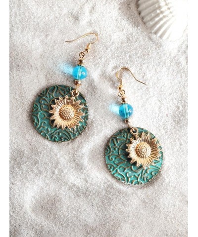 Vintage Boho Hippie Flower Sunflower Dangle Drop Earrings, Bohemian Summer Statement Jewelry Gift for Women 01 $7.01 Earrings