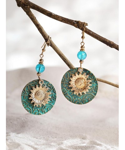 Vintage Boho Hippie Flower Sunflower Dangle Drop Earrings, Bohemian Summer Statement Jewelry Gift for Women 01 $7.01 Earrings