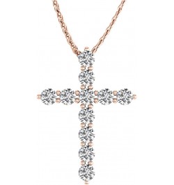 IGI Certified LAB-GROWN Cross Diamond Pendant Necklace 4 Prong Value Collection (E-F Color VS1-VS2 Clarity) 20" Gold Chain 14...