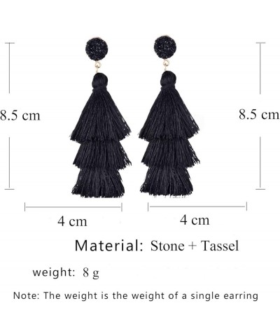 Layered Tassel Earrings for Women Girls Colorful Bohemian Tree-shaped Tiered Tassel Druzy Stud Dangle Drop Earrings Costume J...