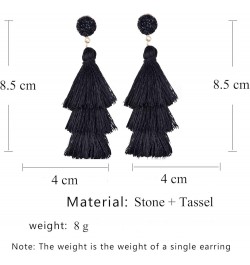 Layered Tassel Earrings for Women Girls Colorful Bohemian Tree-shaped Tiered Tassel Druzy Stud Dangle Drop Earrings Costume J...