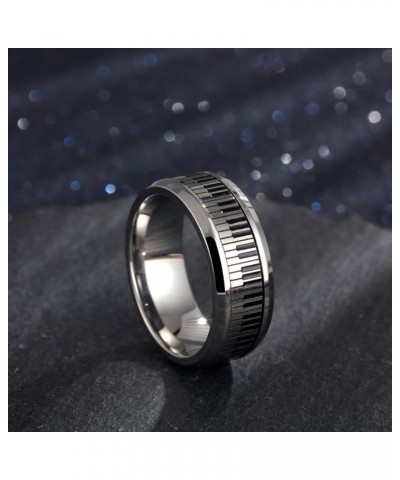 Piano Keys Anxiety Ring for Women Girls Men Stainless Steel Relief Fidget Ring Spinner Ring Statement Rings Finger Band Chris...