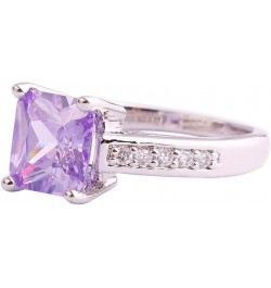 Women 925 Sterling Silver Plated Created Princess & Baguette Cut Filled Amethyst Topaz 7 Gemstone Wedding Ring US8 E_Purple $...