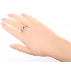 Women 925 Sterling Silver Plated Created Princess & Baguette Cut Filled Amethyst Topaz 7 Gemstone Wedding Ring US8 E_Purple $...