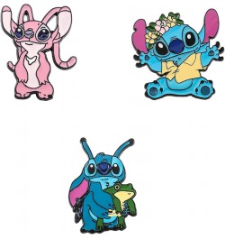 5 PCS Stitch Cosplay Pins - Cartoon Metal Brooch Ohana Means Family Jewelry Gift For Women Girls set $14.74 Brooches & Pins