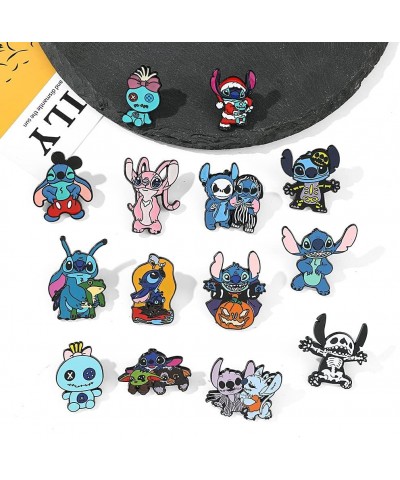 5 PCS Stitch Cosplay Pins - Cartoon Metal Brooch Ohana Means Family Jewelry Gift For Women Girls set $14.74 Brooches & Pins