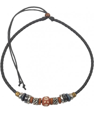 Adjustable Hemp Leather Beads Choker Necklace,16 Inches Black $7.50 Necklaces