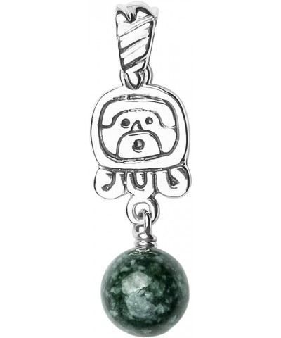 Handcrafted Sterling Silver Nahual Pendant Featuring Jadeite Jade Bead | Mayan Calendar, Natural Guatemalan Jade, Non-Dyed, G...