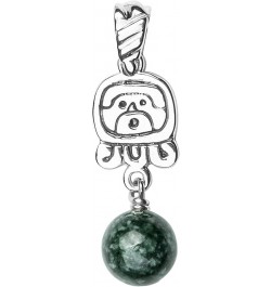 Handcrafted Sterling Silver Nahual Pendant Featuring Jadeite Jade Bead | Mayan Calendar, Natural Guatemalan Jade, Non-Dyed, G...