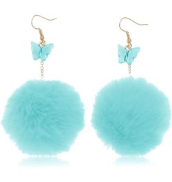 Pom Pom Earrings for Women Trendy Butterfly Puffy Dangle Earrings Faux Fur Ball Fluffy Earrings Rave Earrings Prom earrings P...