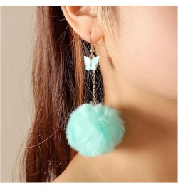 Pom Pom Earrings for Women Trendy Butterfly Puffy Dangle Earrings Faux Fur Ball Fluffy Earrings Rave Earrings Prom earrings P...