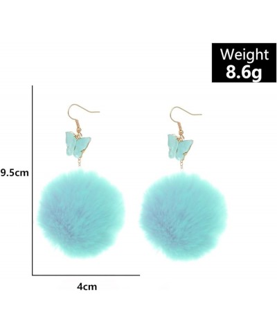 Pom Pom Earrings for Women Trendy Butterfly Puffy Dangle Earrings Faux Fur Ball Fluffy Earrings Rave Earrings Prom earrings P...